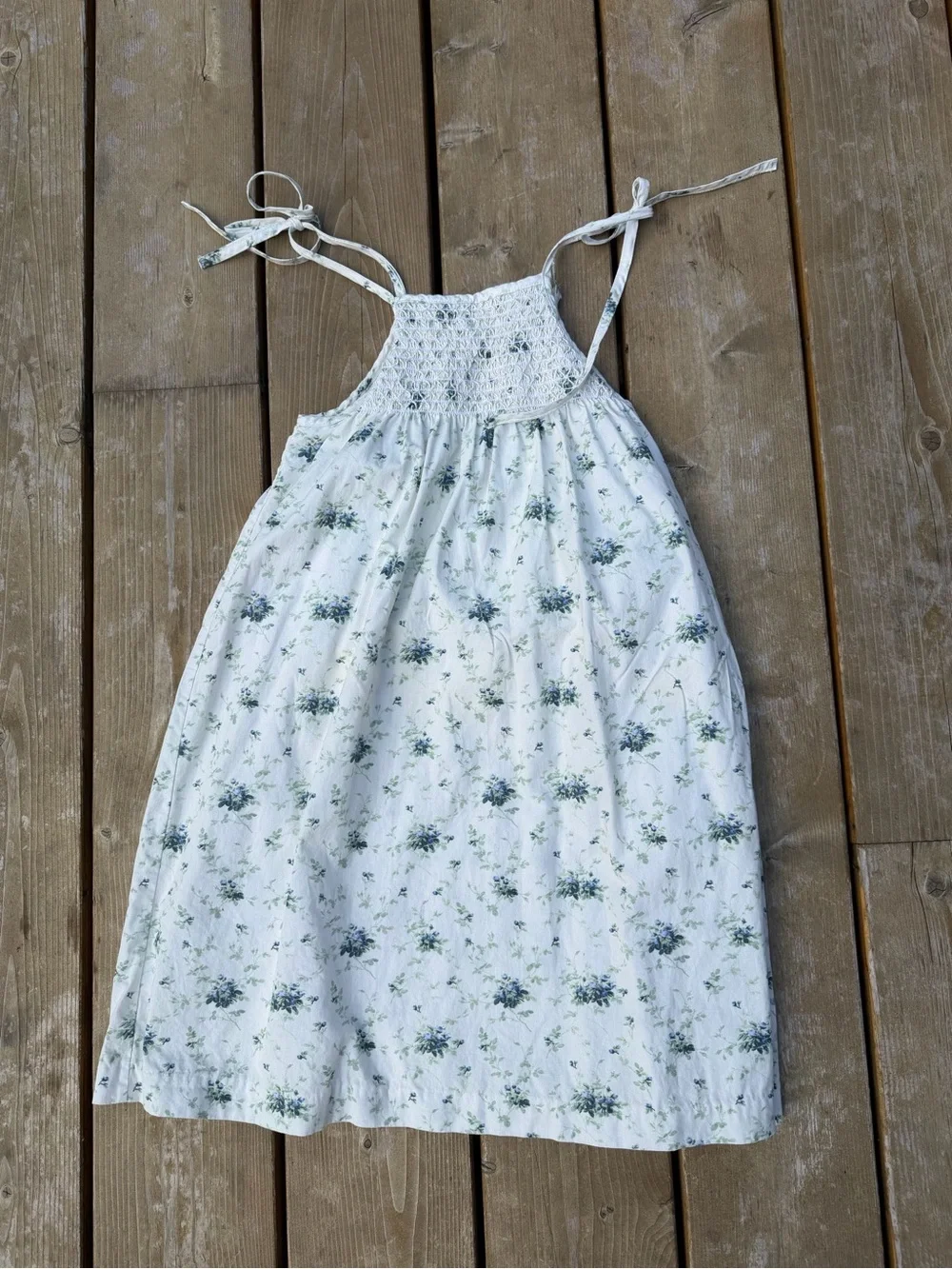 Brock Collection x Minnow Blue Floral Tie-Shoulder Girls' Sundress Size 7/8